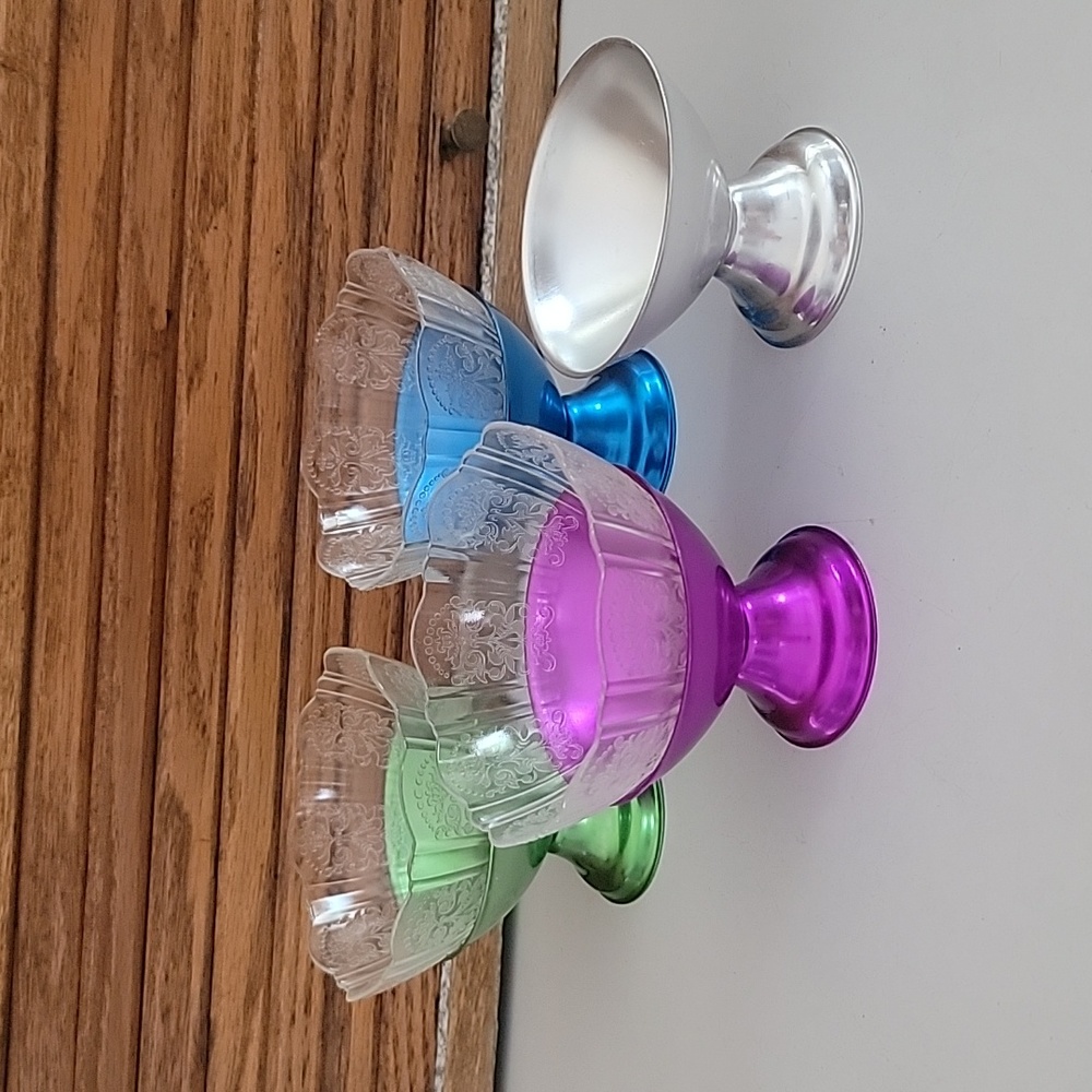 Vintage Heller Hostess-Ware Colorama Anodized Aluminum Sherbet depression